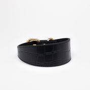 Black Croco Dog Collar Wide