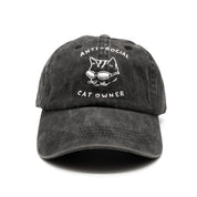 Preto boné de ganga - Logótipo "Anti-Social Cat Owner" 