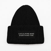 Lã Preta gorro - Cats & Wine Make Everything Fine 