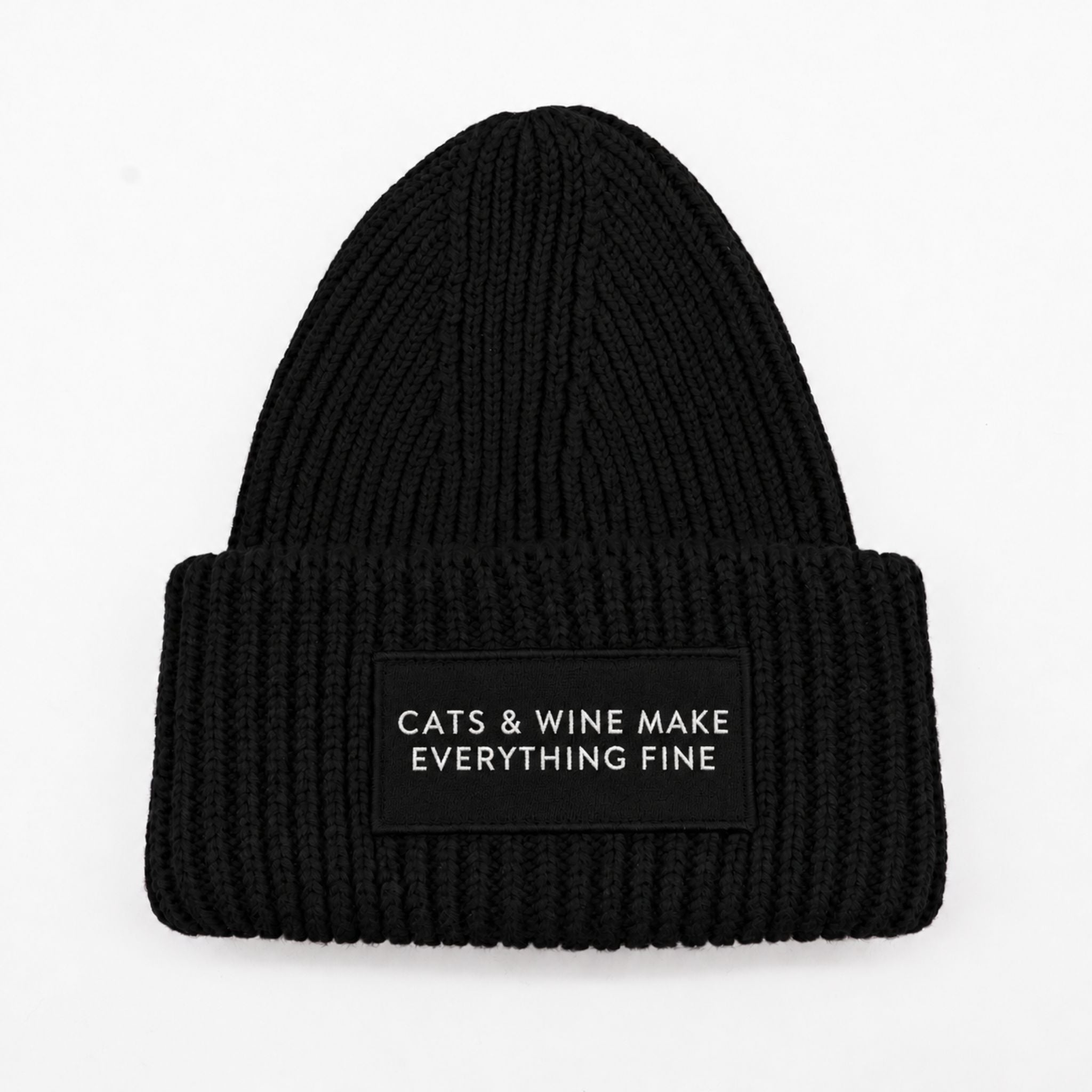 Lã Preta gorro - Cats & Wine Make Everything Fine 