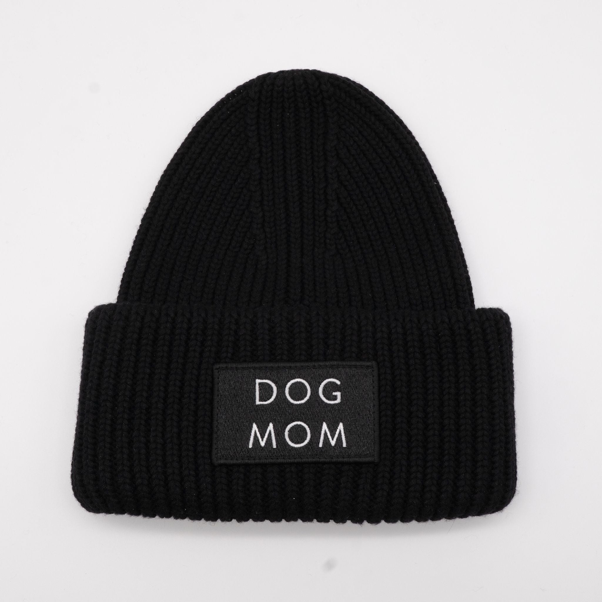 Black Wool Beanie - Dog Mom