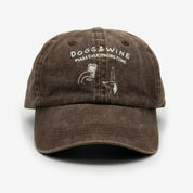 Brown Denim Cap - Logo "Dogs & Wine Make Everything Fine"