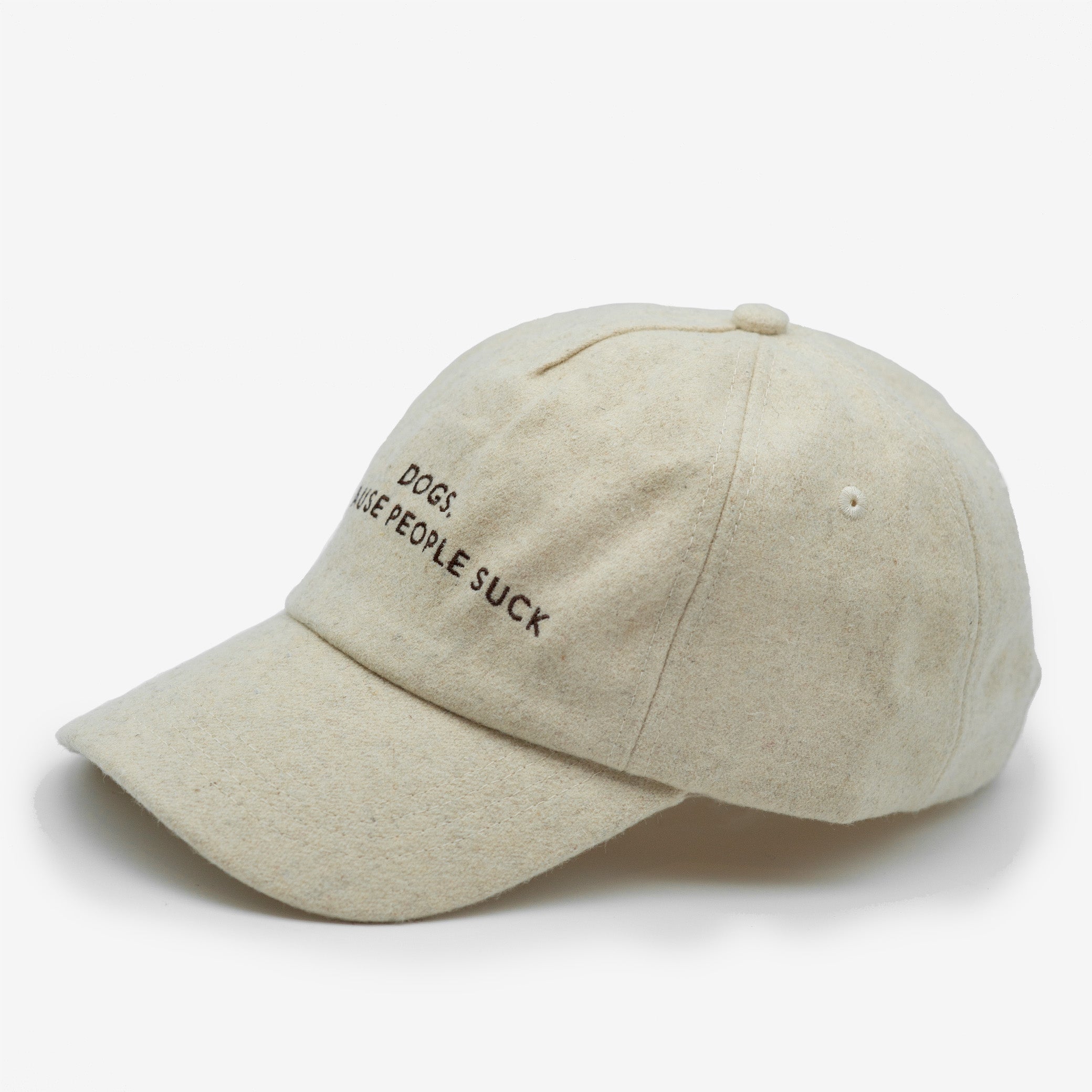 Off-White Wool Cap - Dogs. Because People Suck
