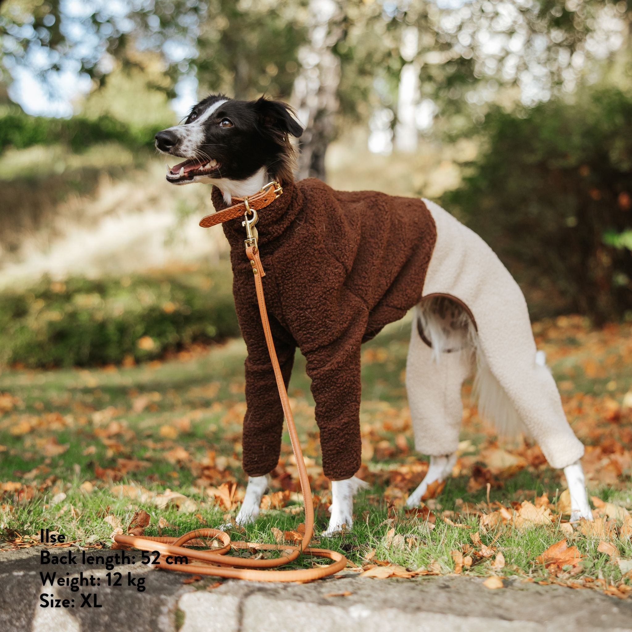 Beige & Brown Sighthound Fleece Onesie