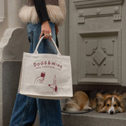 Beige Premium Tote Bag - Dogs & Wine Make Everything Fine
