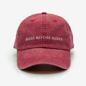 Red Denim Cap - Dogs Before Dudes