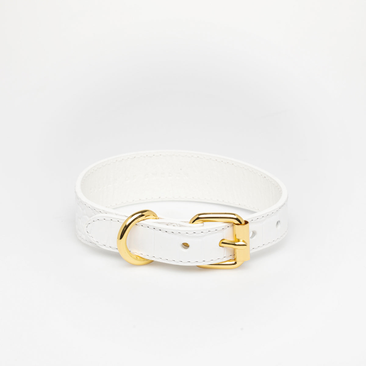image - White Croco Leather Collar Medium Thin